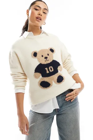 Stradivarius Teddy knit jumper in ecru
