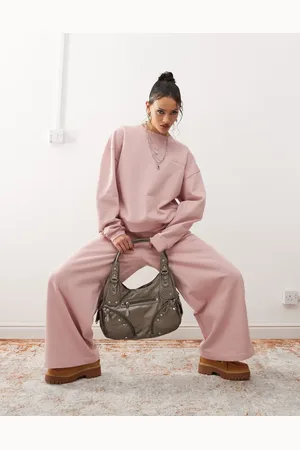 Reclaimed Wide leg joggers in dusty mauve