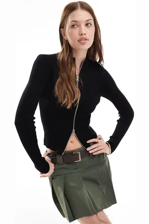 Brave Soul Ribbed knitted zip front jumper in