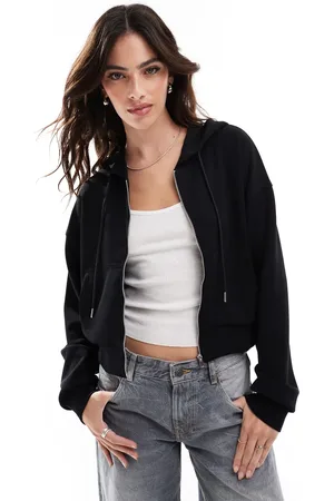 Stradivarius Soft touch zip up hoodie in