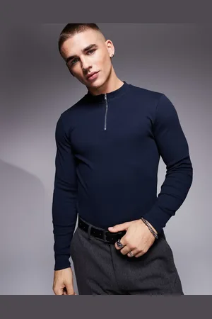 ASOS Muscle fit long sleeve t-shirt with half zip in