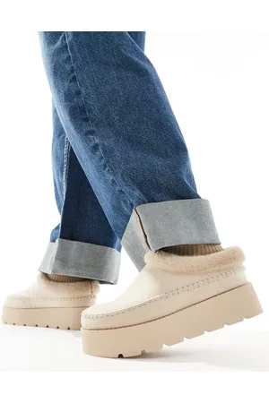 Pull&Bear Cosy fur lined slip on boots in sand
