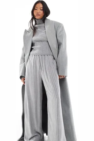 Bershka Petite drawstring waist wide leg trousers in