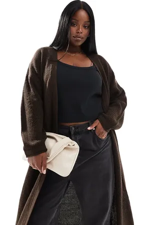 Yours Longline cardigan in chocolate