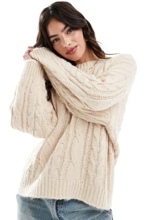 Stradivarius Cable knit jumper in beige