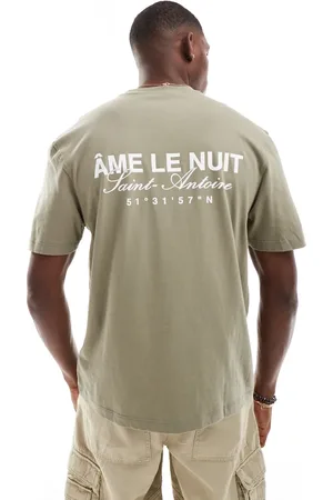 River Island Ame le nuit logo t-shirt in khaki