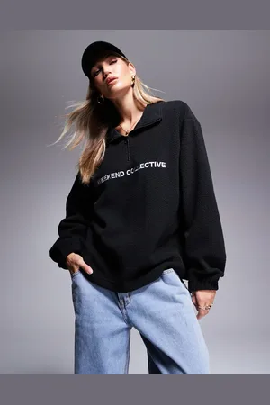 ASOS Weekend Collective half zip borg fleece with logo in