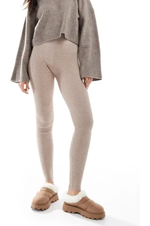 Miss Selfridge Rib knit cosy legging in oatmeal