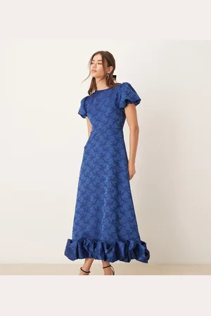 Sister Jane Exclusive bubble hem midaxi dress in midnight bow print