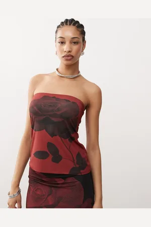 COLLUSION Square neck bandeau top with bloom print co-ord