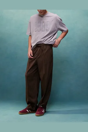 ASOS Pull on smart wide leg jogger in pinstripe