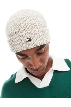 Tommy Hilfiger Flag ribbed beanie in off