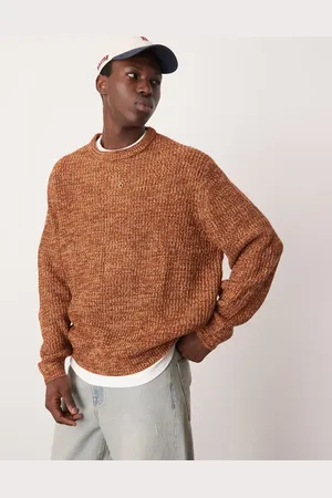ASOS Knitted oversized fisherman rib jumper in tan