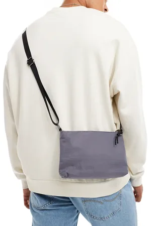 My Accessories Nylon crossbody zip top bag in gunmetal