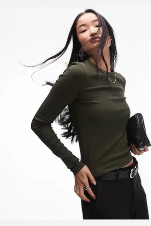 & OTHER STORIES Ribbed long sleeve top in dark