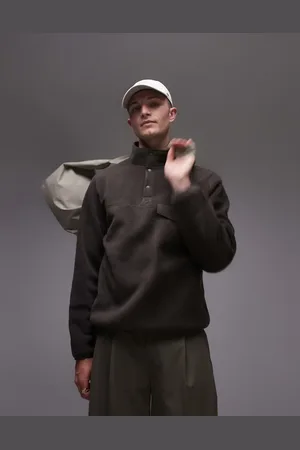 ARKET Pull-on fleece jacket with flap front pocket in mole