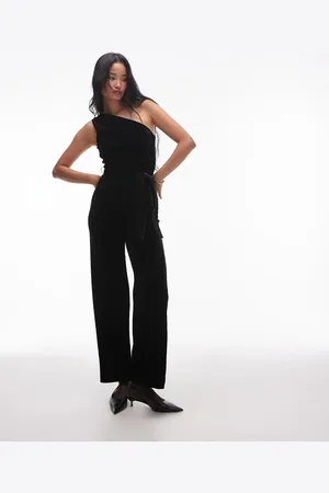 MANGO One shoulder straight leg jumpsuit in