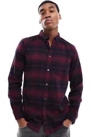 French Connection French Connection long sleeve check flannel shirt in red and navy