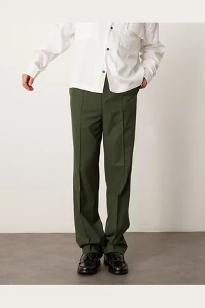 ASOS Smart high waist straight leg trousers with pintucks in dark