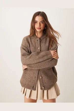 VILA Premium oversized knitted cardigan in mountain trail melange