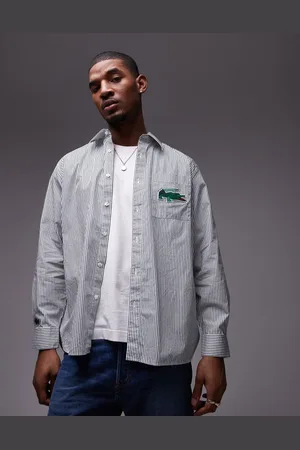 Lacoste Logo stripe long sleeve shirt in