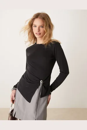 ASOS Long sleeve modal twist top with silver trim in
