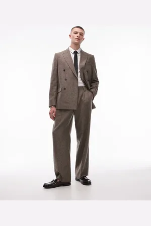 Topman Oversized herringbone double breasted jacket in