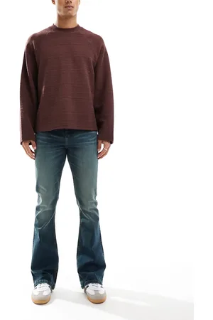 ASOS Stretch flare jeans in mid with green tint