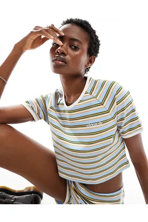 adidas 80s ribbed baby tee in blue stripe