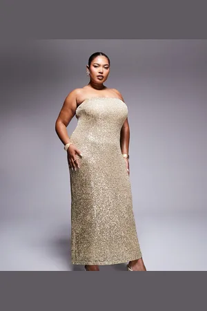 ASOS ASOS DESIGN Curve sequin bandeau midi dress in