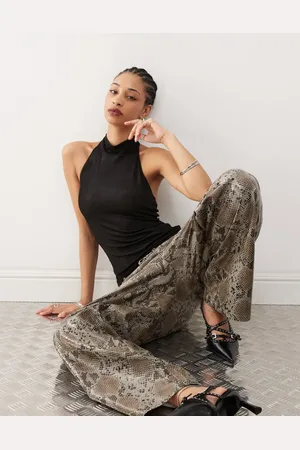 Weekday Shyla halter neck top in shimmer fabric