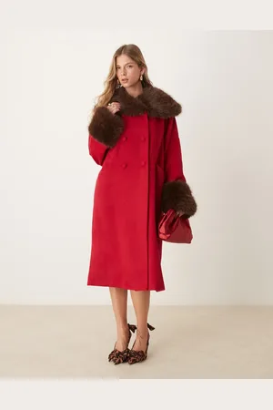 Sister Jane Dream double breasted faux fur coat in bordeaux