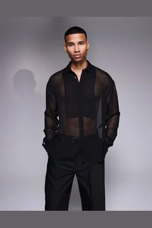 ASOS Sheer shirt with bib detail in