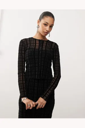 Motel Kahula flocked check micro cardigan in