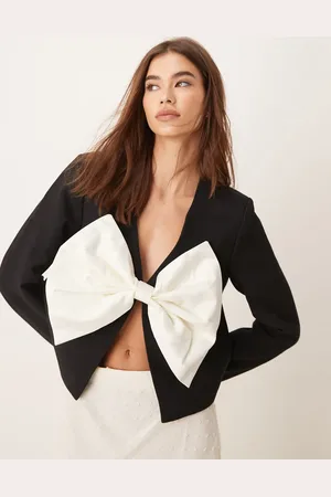 Y.A.S Oversized bow detail cropped jacket in