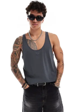 ASOS Heavyweight vest with seam stitching in charcoal