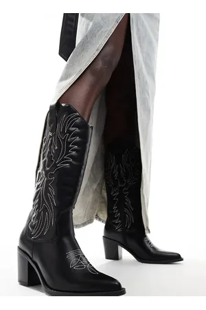 Glamorous Western heeled knee boots in