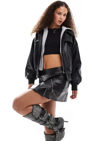 Urban Revivo Classic oversized faux leather bomber jacket in