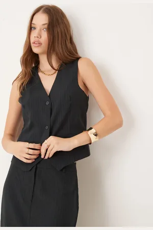 JDY Waistcoat co-ord in dark pinstripe