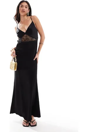 SNDYS Satin cami lace insert backless maxi dress in