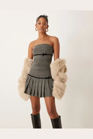 ASOS Co-ord ribbon detail bandeau top in check