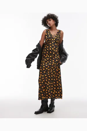 Topshop Double V vintage midi slip in ditsy floral