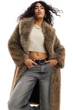Bershka Maxi faux fur coat in