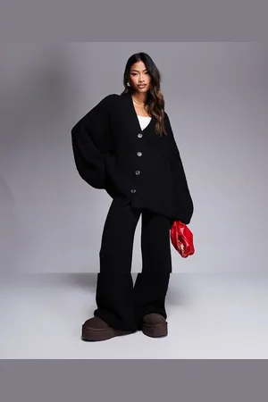 Missyempire Knitted button down cardigan and trouser full set in
