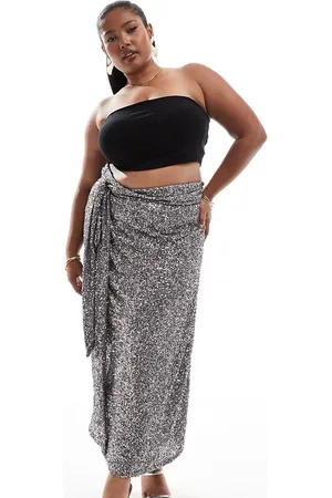 Never Fully Dressed Jaspre sequin maxi skirt in charcoal