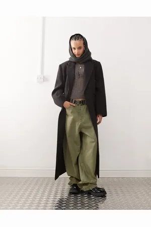 Weekday Logan wool blend oversized double breasted coat in check