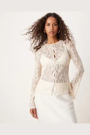 Pretty Lavish Sequin lace cardigan in oyster