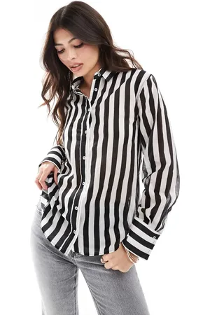 MANGO Stripe shirt in and white