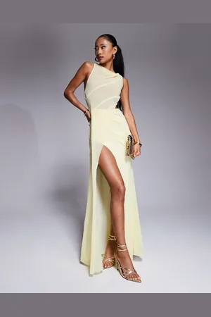 ASOS Seam detail semi sheer maxi dress in pale