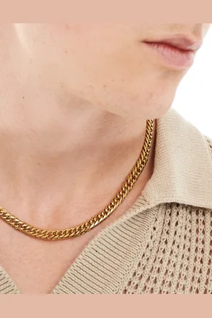 ASOS Waterproof stainless steel curb chain necklace in tone